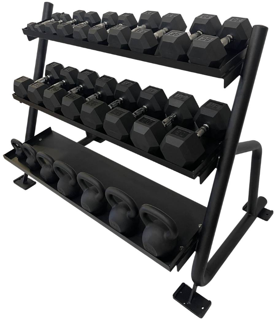 ZiahCare's Diamond Fitness 3-Tier Home Gym Dumbbell Weight Rack Mockup Image 5