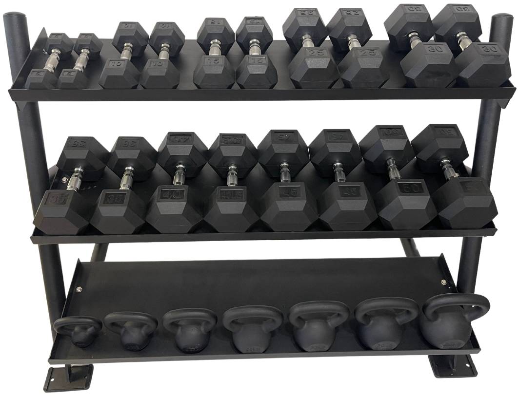 ZiahCare's Diamond Fitness 3-Tier Home Gym Dumbbell Weight Rack Mockup Image 1