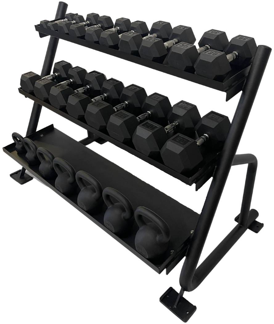 ZiahCare's Diamond Fitness 3-Tier Home Gym Dumbbell Weight Rack Mockup Image 3