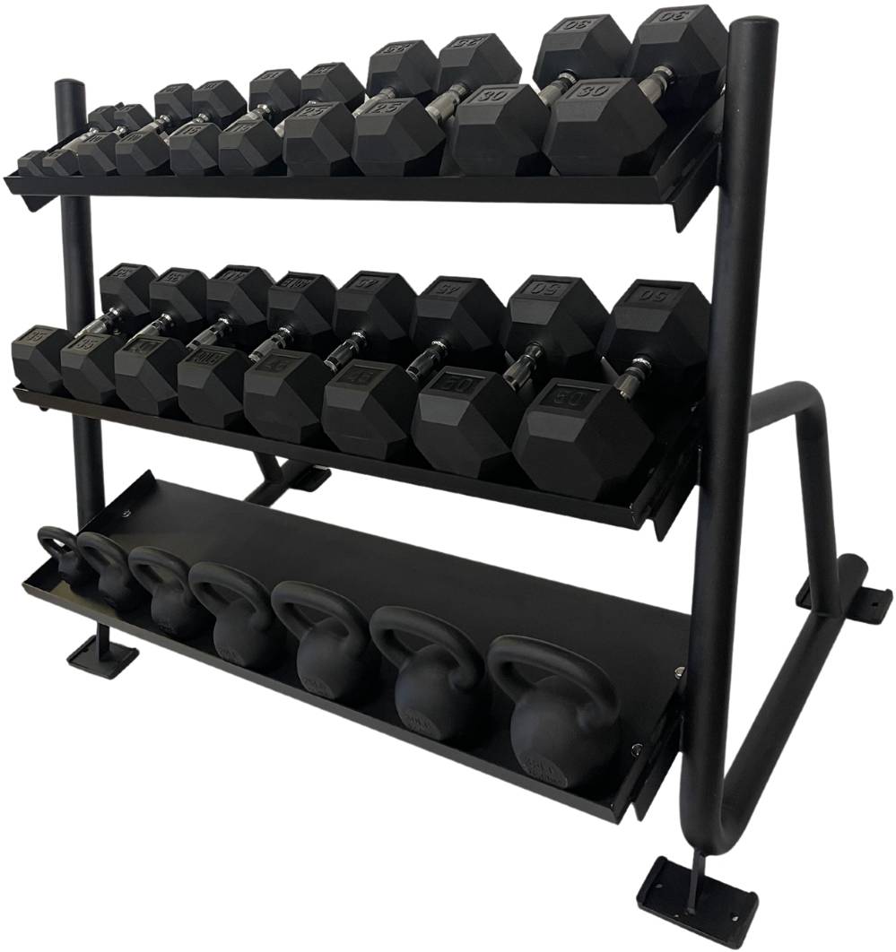 ZiahCare's Diamond Fitness 3-Tier Home Gym Dumbbell Weight Rack Mockup Image 2