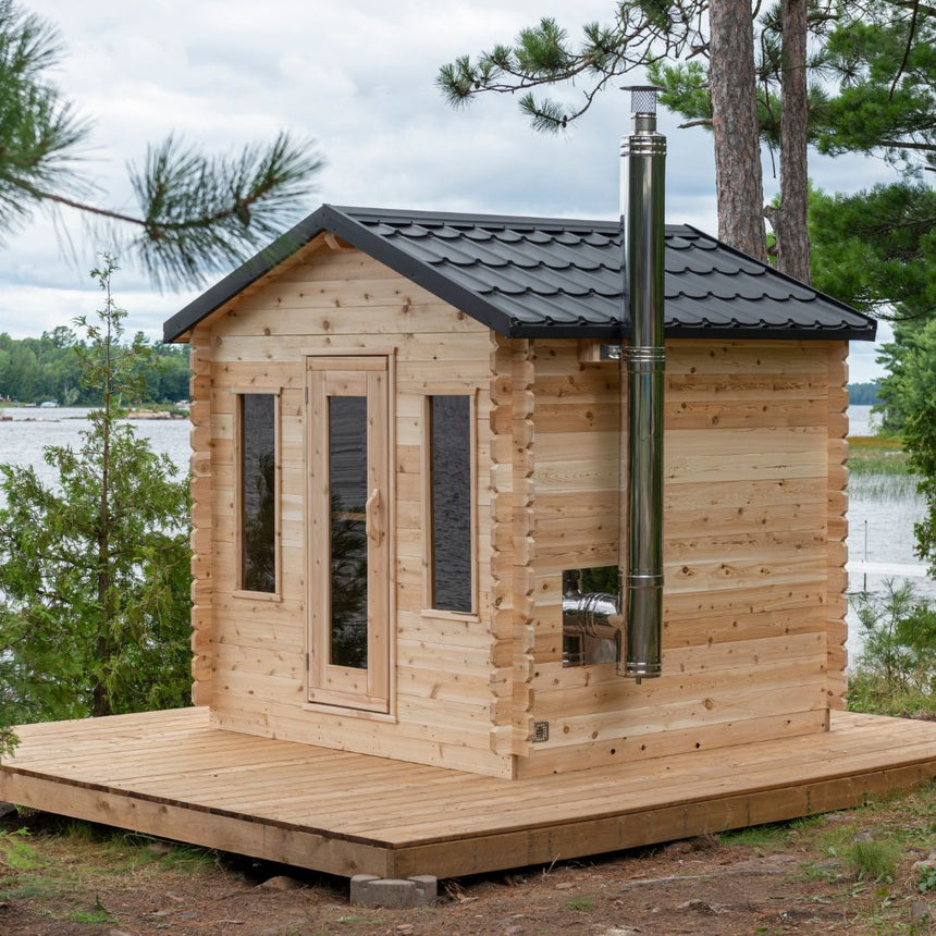 6 person family sauna mockup side view