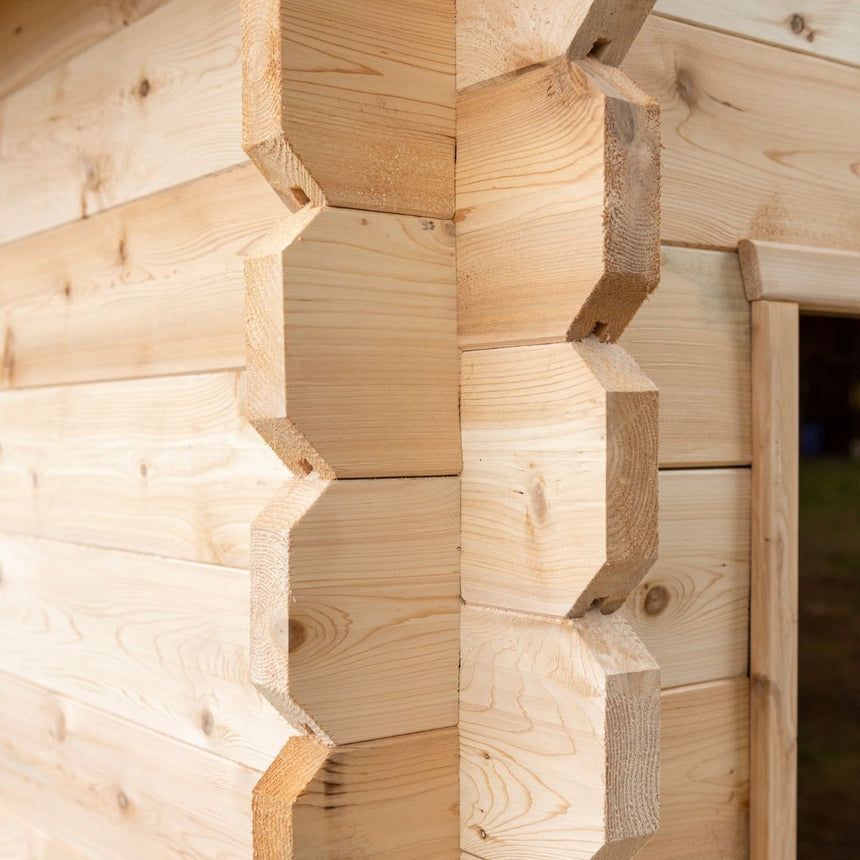 6 person family sauna mockup wood close-up