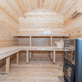 6 person family sauna inside of sauna benches