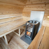 inside sauna facing heater