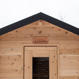 front view of sauna outdoors closeup