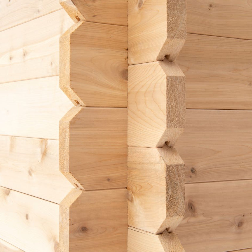 closeup of sauna wood outdoors