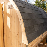 barrel sauna mockup closeup of roof