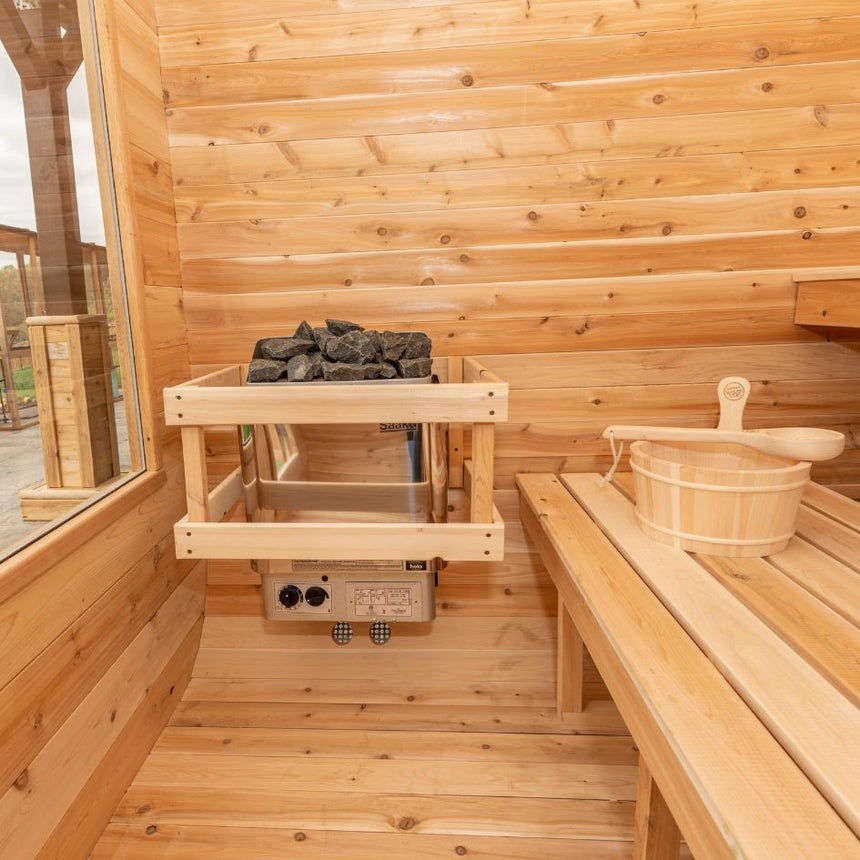 mockup of sauna heater compartment