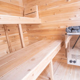 inside of sauna benches