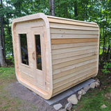mockup of sauna side view outdoors