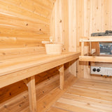 barrel sauna mockup inside bench