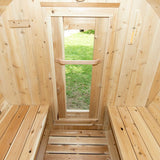 barrel sauna mockup inside door
