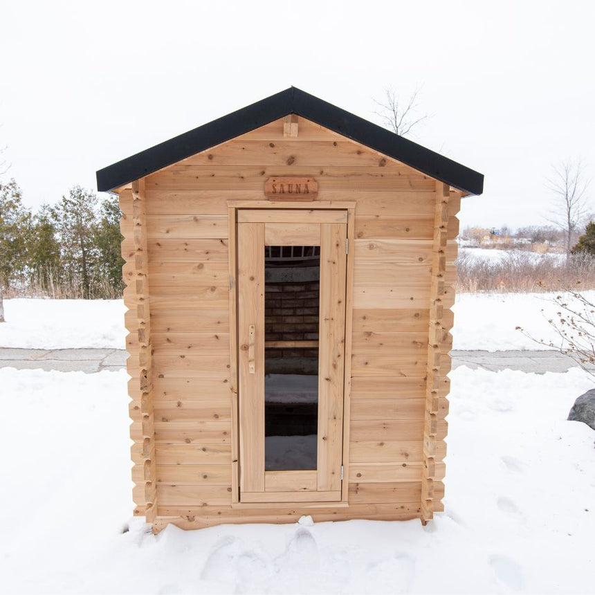 front view of sauna outdoors