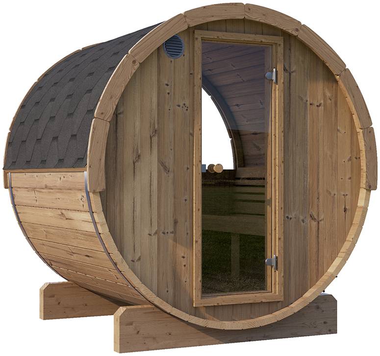 ZiahCare's SaunaLife Model E7 4 Person Outdoor Barrel Sauna Mockup Image 8