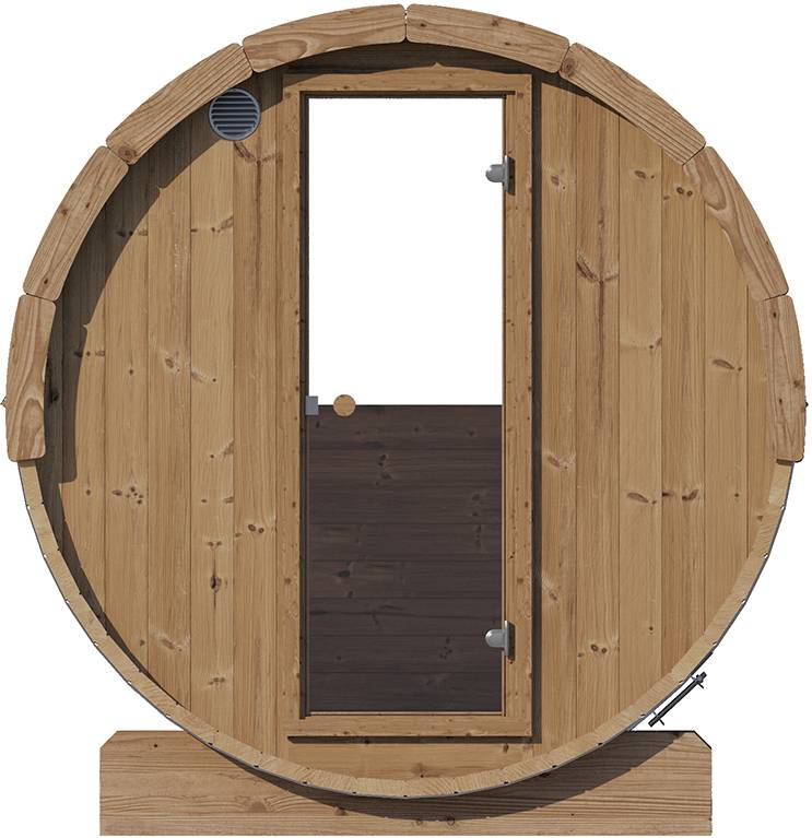 ZiahCare's SaunaLife Model E7 4 Person Outdoor Barrel Sauna Mockup Image 7