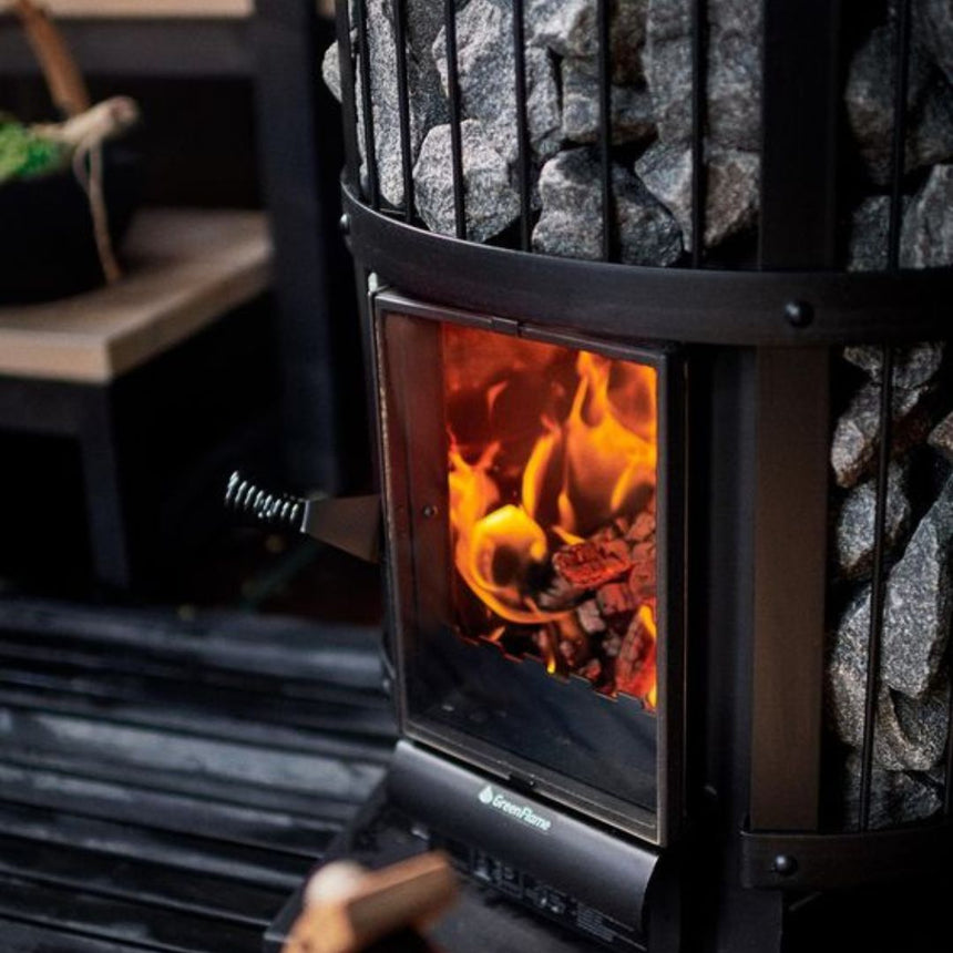 Harvia Legend 240GF Wood-Fired Sauna Heater Mockup Lifestyle