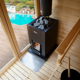 Harvia Linear 22 Wood-Fired Sauna Heater Mockup Lifestyle