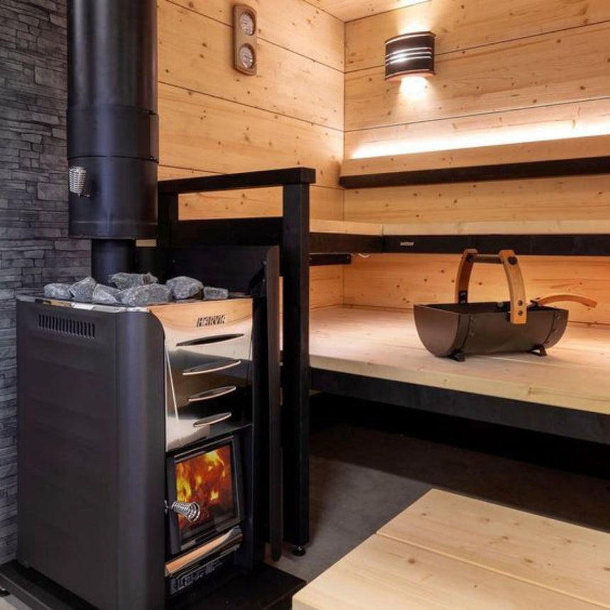 Harvia Wood-Fired Sauna Heater Mockup Lifestyle