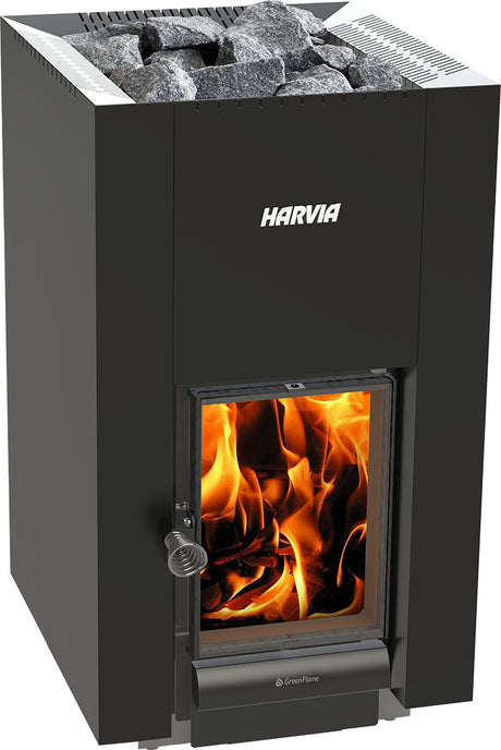 ZiahCare's Harvia Linear 22 GreenFlame Wood Fired Sauna Heater Mockup Image 1