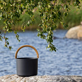 Bamboo Sauna Bucket With Curved Handle mockup