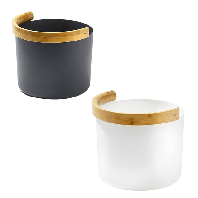 Bamboo Sauna Bucket With Curved Handle mockup png