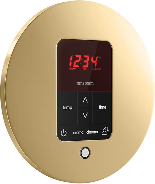 iTempo Plus Round Steam Control Polished Brass Angled