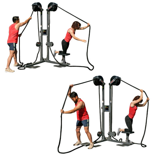 Man and woman using RopeFlex RX2500D Rope Pull Machine