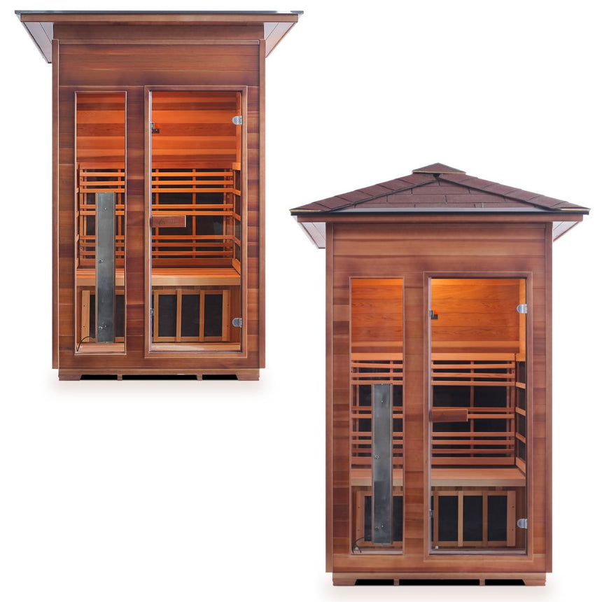 rustic 4 person outdoor infrared sauna mockup png