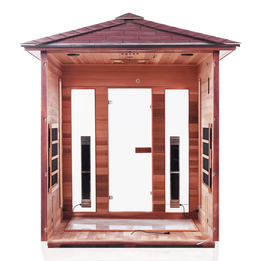 4 PERSON OUTDOOR INFRARED SAUNA MOCKUP PNG INSIDE