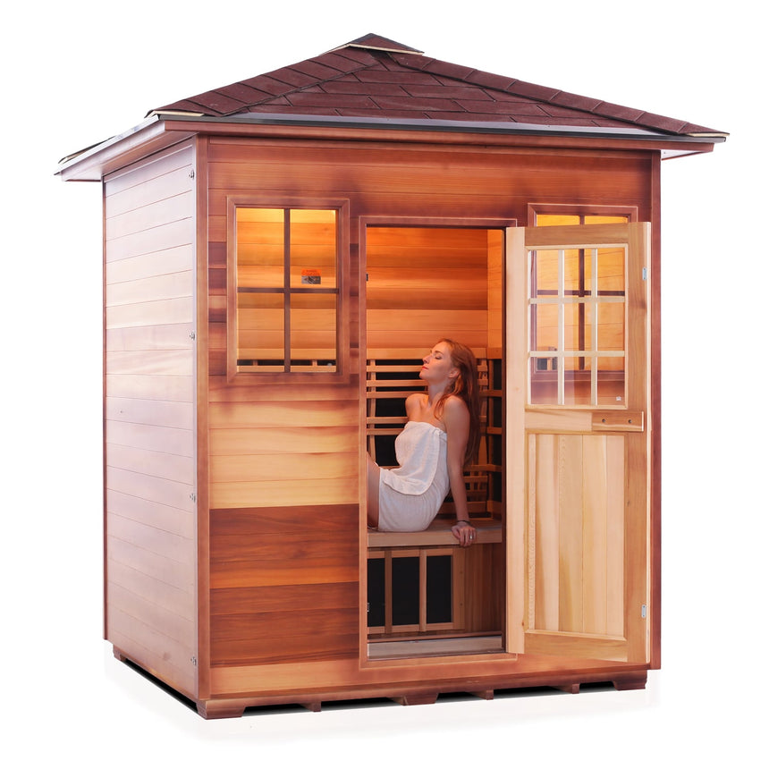 4 person outdoor infrared sauna png mockup