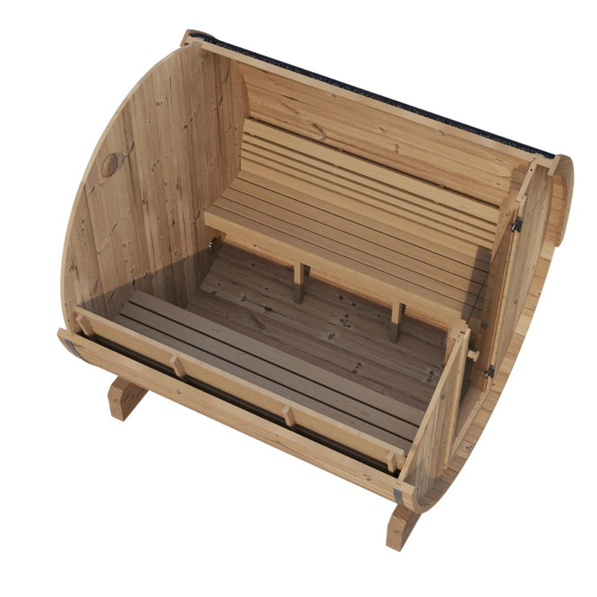Model E6 3 Person Outdoor Barrel Sauna mockup