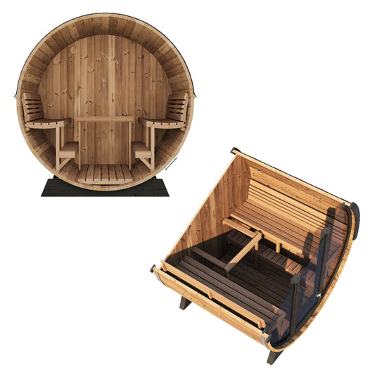 SaunaLife Model EE8G 4 Person Outdoor Barrel Sauna