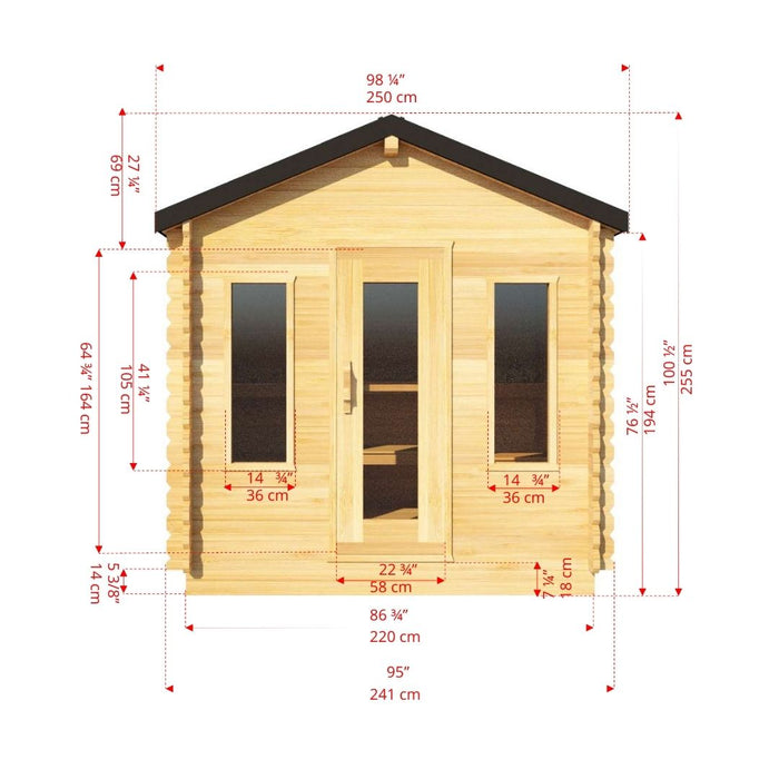 Sauna front view dimensions mockup white background-1