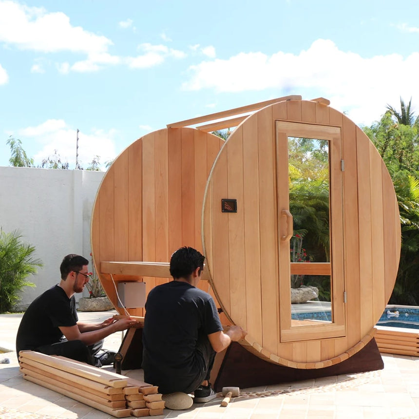 Scandia Outdoor Barrel Sauna Kit With Canopy