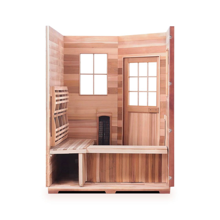 4 person outdoor infrared corner sauna mockup png inside