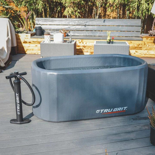 ice bath tub mockup outdoors with pump