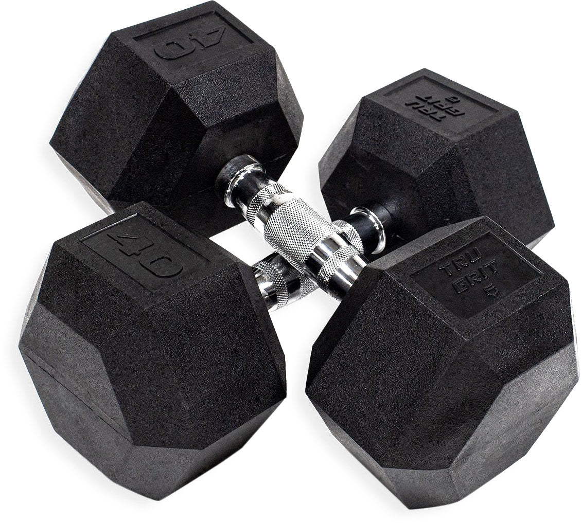 TruGrit Hex Elite TPU Dumbbells 40lb