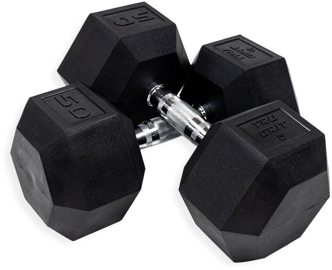 TruGrit Hex Elite TPU Dumbbells 50lb