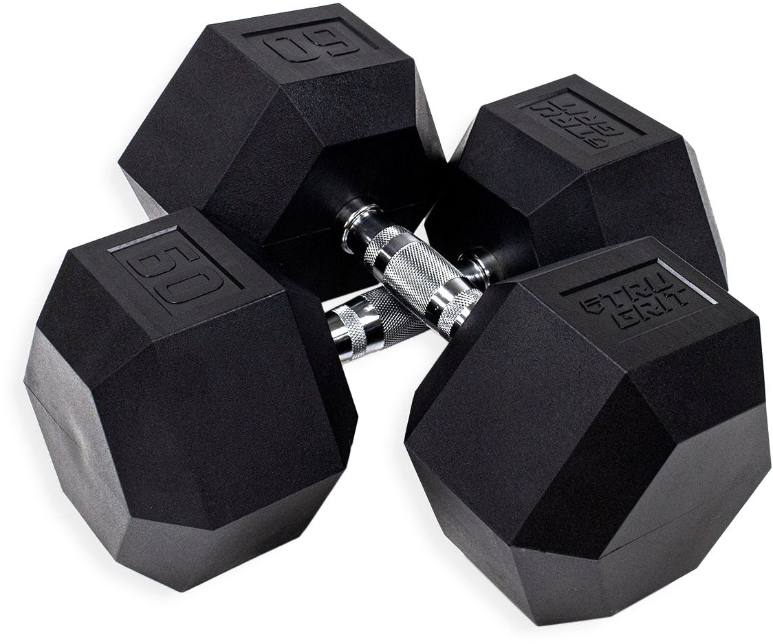 TruGrit Hex Elite TPU Dumbbells 60lb