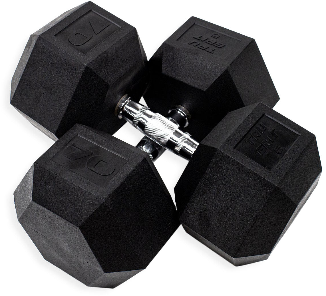 TruGrit Hex Elite TPU Dumbbells 70lb