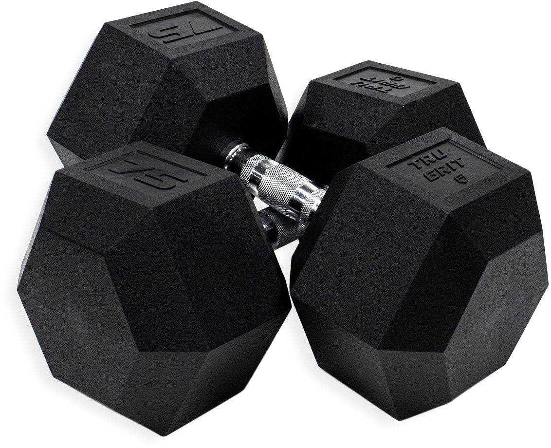 TruGrit Hex Elite TPU Dumbbells 75lb