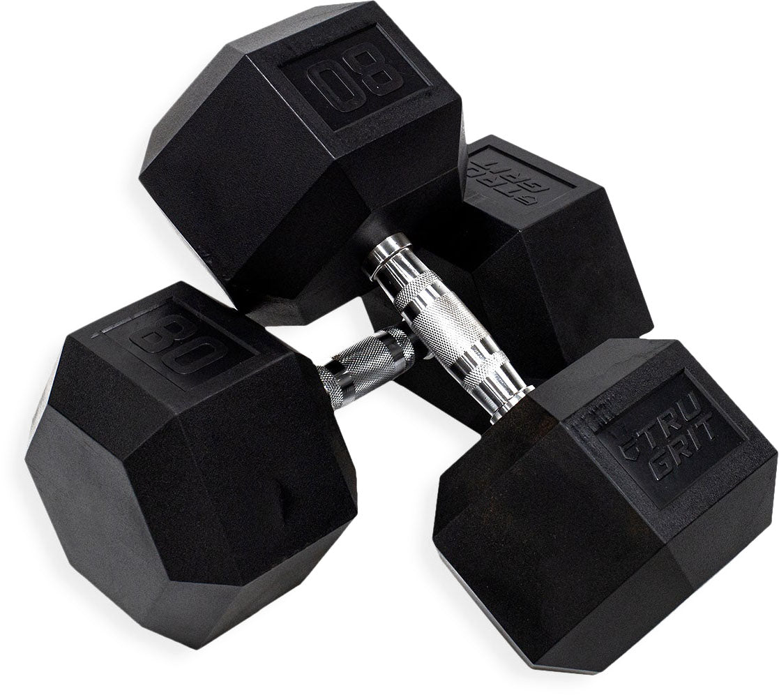 TruGrit Hex Elite TPU Dumbbells 80lb