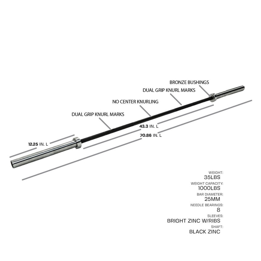 TruGrit Outlaw Black Zinc Women Olympic Barbell 5