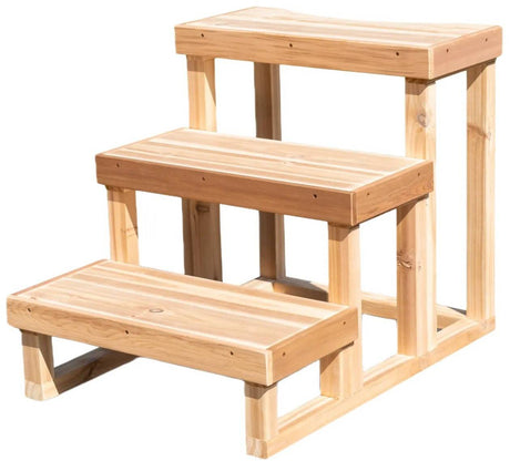 ZiahCare's Dundalk Knotty Red Cedar 3 Tier Steps Mockup Image 1