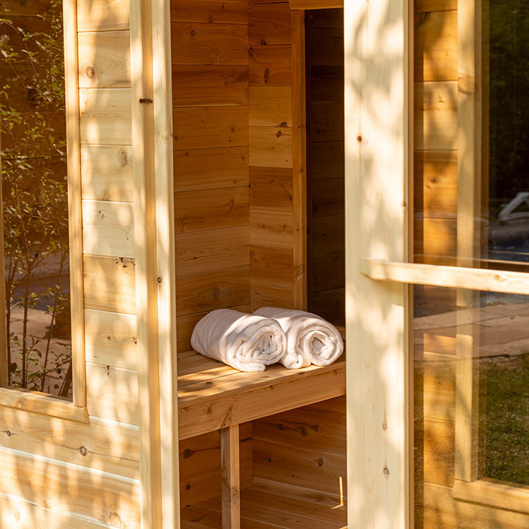 ZiahCare's Dundalk Georgian 6 Person Outdoor Sauna Kit With Changeroom Mockup Image 8