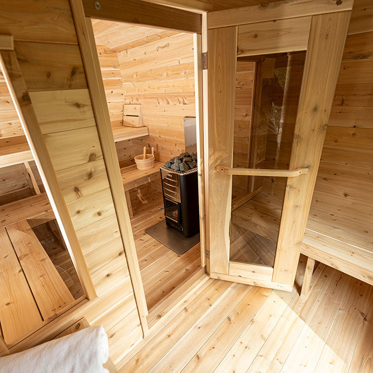 ZiahCare's Dundalk Georgian 6 Person Outdoor Sauna Kit With Changeroom Mockup Image 10