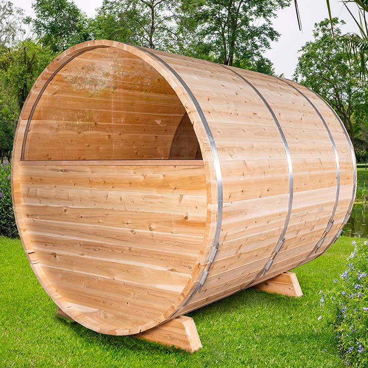 ZiahCare's Dundalk Serenity MP 4 Person Outdoor Barrel Sauna Kit Mockup Image 8