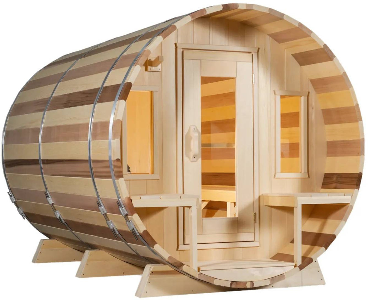 ZiahCare's Dundalk Tranquility 8 Person Outdoor Barrel Sauna Kit Mockup Image 4