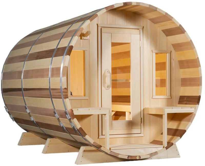 ZiahCare's Dundalk Tranquility 8 Person Outdoor Barrel Sauna Kit Mockup Image 4