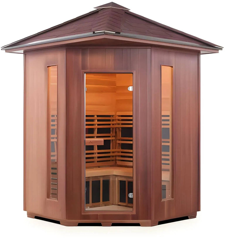 ZiahCare's Enlighten Diamond 4 Person Hybrid Corner Sauna Mockup Image 3